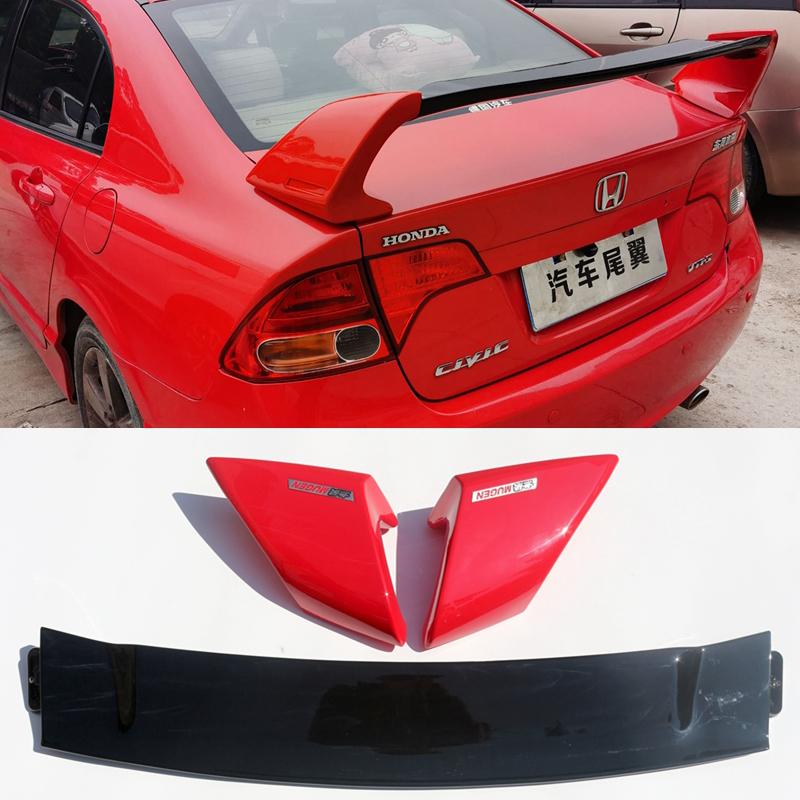 For Honda Civic 2006-2011 ABS FD2 Spoiler Three Parts or Four Parts Civic Car Boot Cover Rear Wing