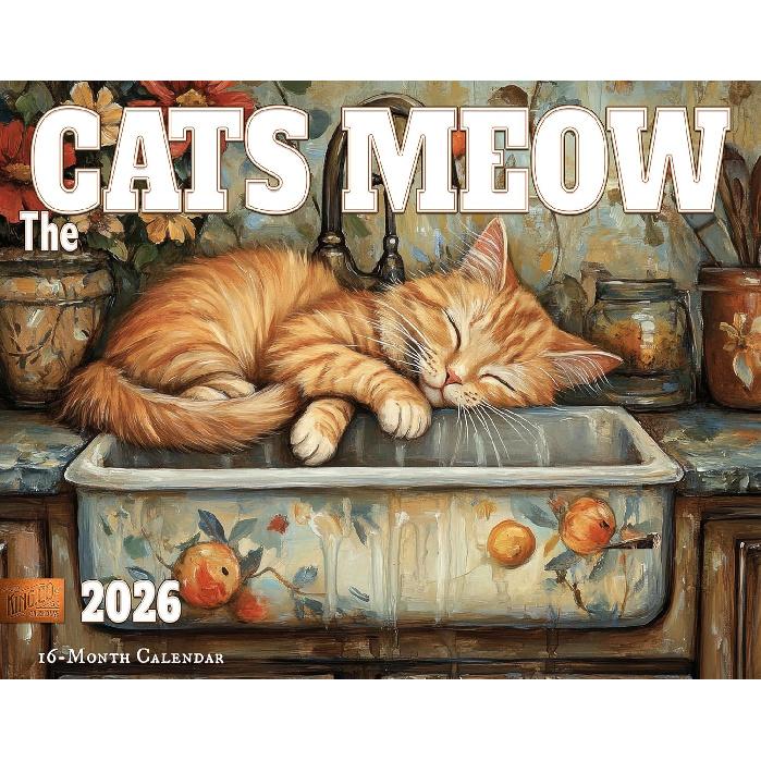 2026 Cats Meow Illustrated Wall Calendar 16-Month X-Large Size 14x22, Kitten Calendar by The KING Company-Monster Calendars 2026 Cats Meow Illustrate