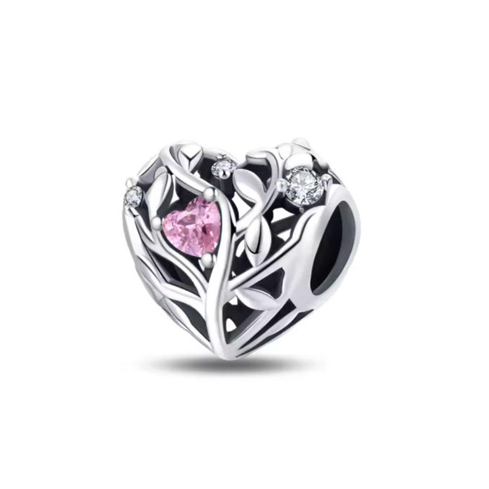 New925 Silver Family Heart-Shaped Bead Boy Girl Pendant Suitable For European Original Bracelet DIY Accessories ExquisiteJewelry