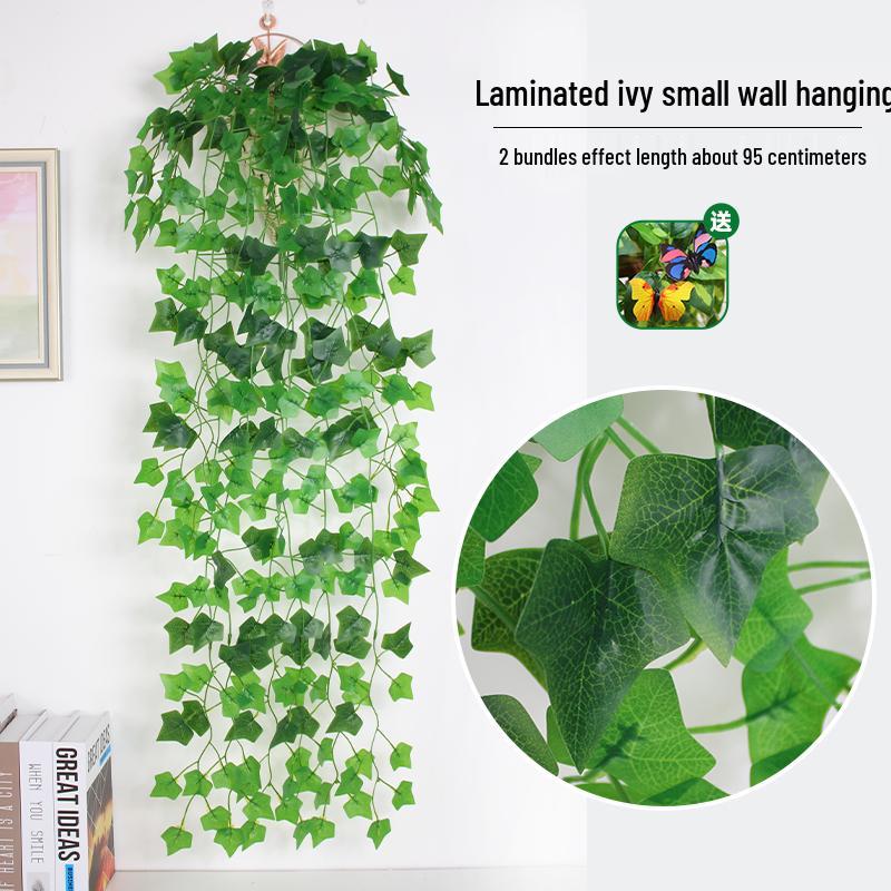 Artificial Pothos & Spider Plant Rattan Vine Wall Hanging for Indoor/Outdoor Decor