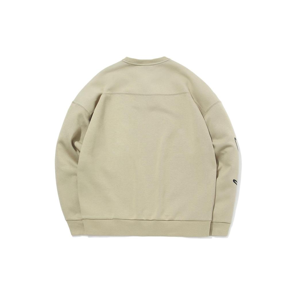 Li Ning BADFIVE Sweatshirts Men's Medium Khaki Crew Neck Moderate Regular AWDQ751-1