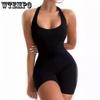 Dam Natrelax Sexig Body Tanga Ärmlös Halter Racerrygg Höghalsad Tanktoppar Bodysuits för Utgång