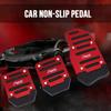 Universal Car Pedal Cover Set - Aluminum Automatic Transmission Brake Fuel Gas Foot Pad Red  Non-Slip