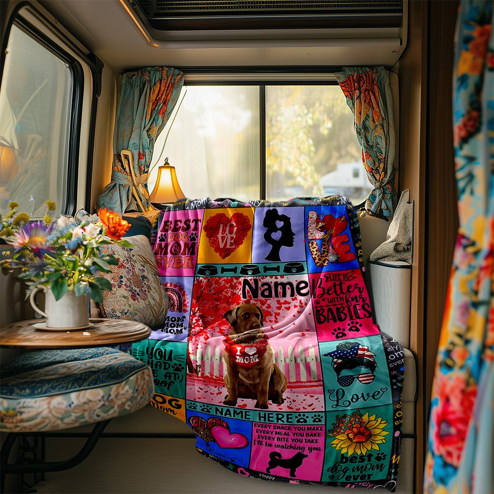 Dog Mom Blanket Personalized Name Soft Comfortable Stylish Blanket Car Blanket Perfect For Travel Camping Outdoor Home Suitable For All Seasons