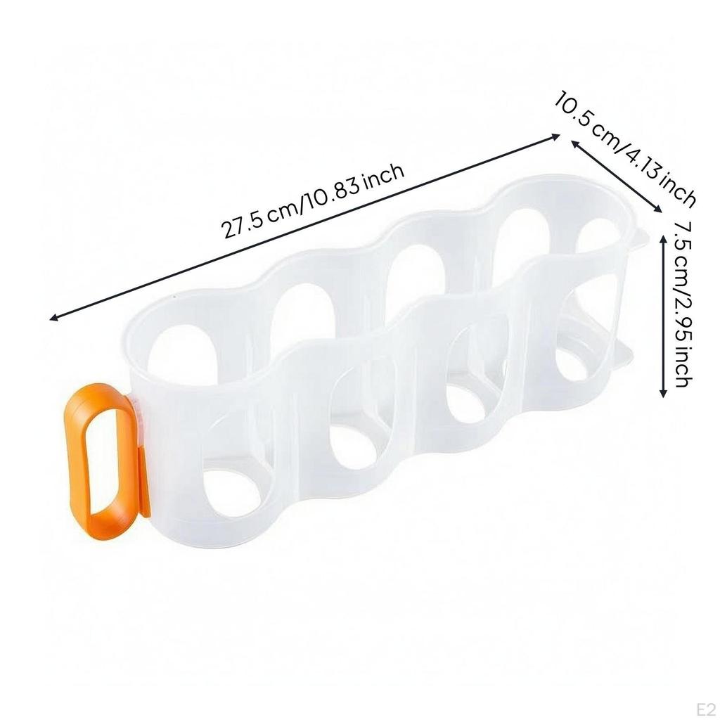 4Compartment Drink Holder Cylindrical Slots Beverage Storage Box Refrigerator Organizer Translucent