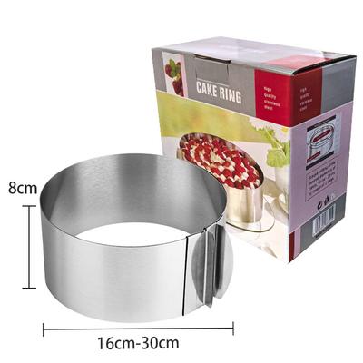 Anello Rotondo Regolabile in Acciaio Inossidabile per Torta Anello Mousse Retrattile Strumento Anello per Cottura Facile da Rimuovere