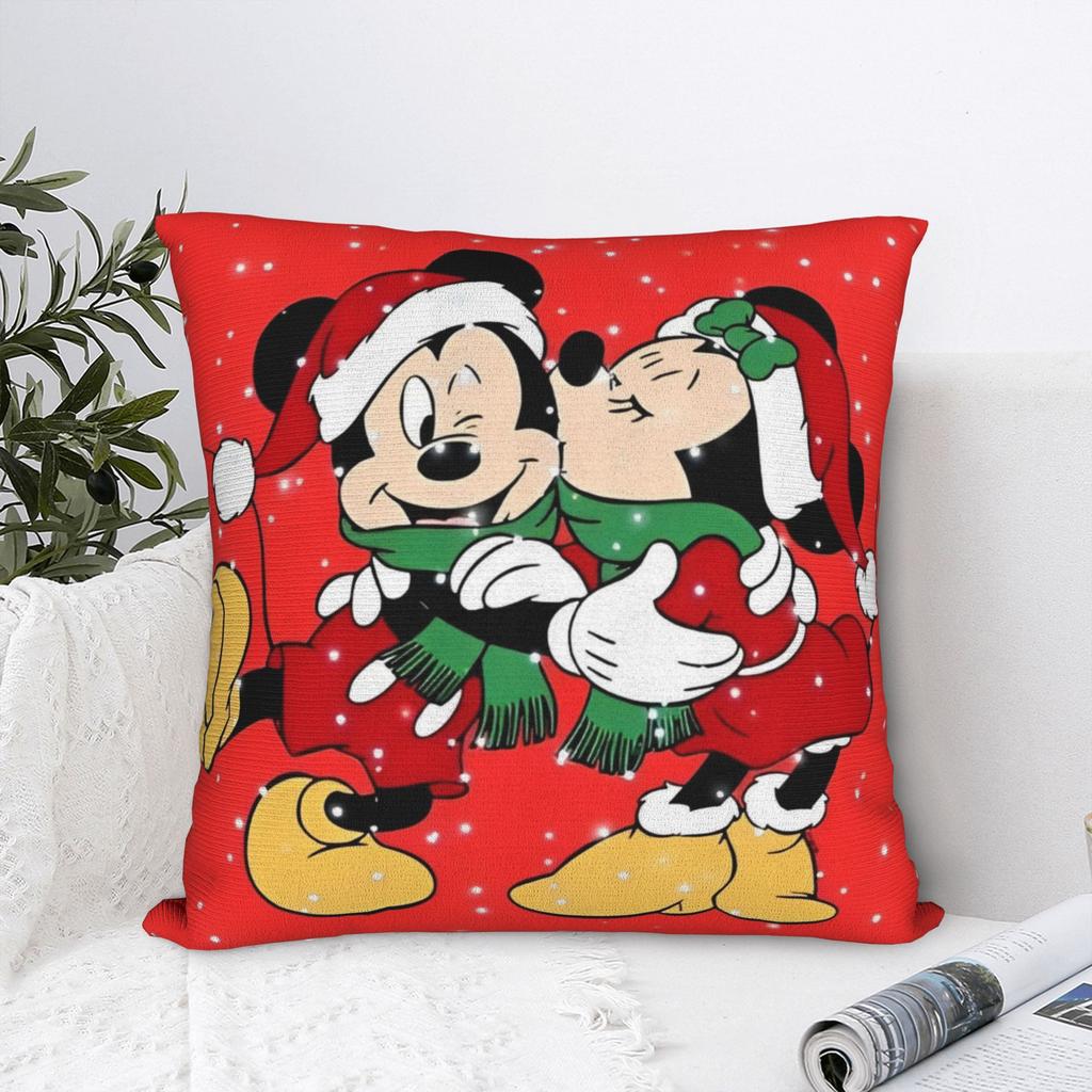Mickey and Minnie Mouse Holiday Throw Pillow Cover Decorative Pillow Christmas Design , Customized Pillowcover Home Decor