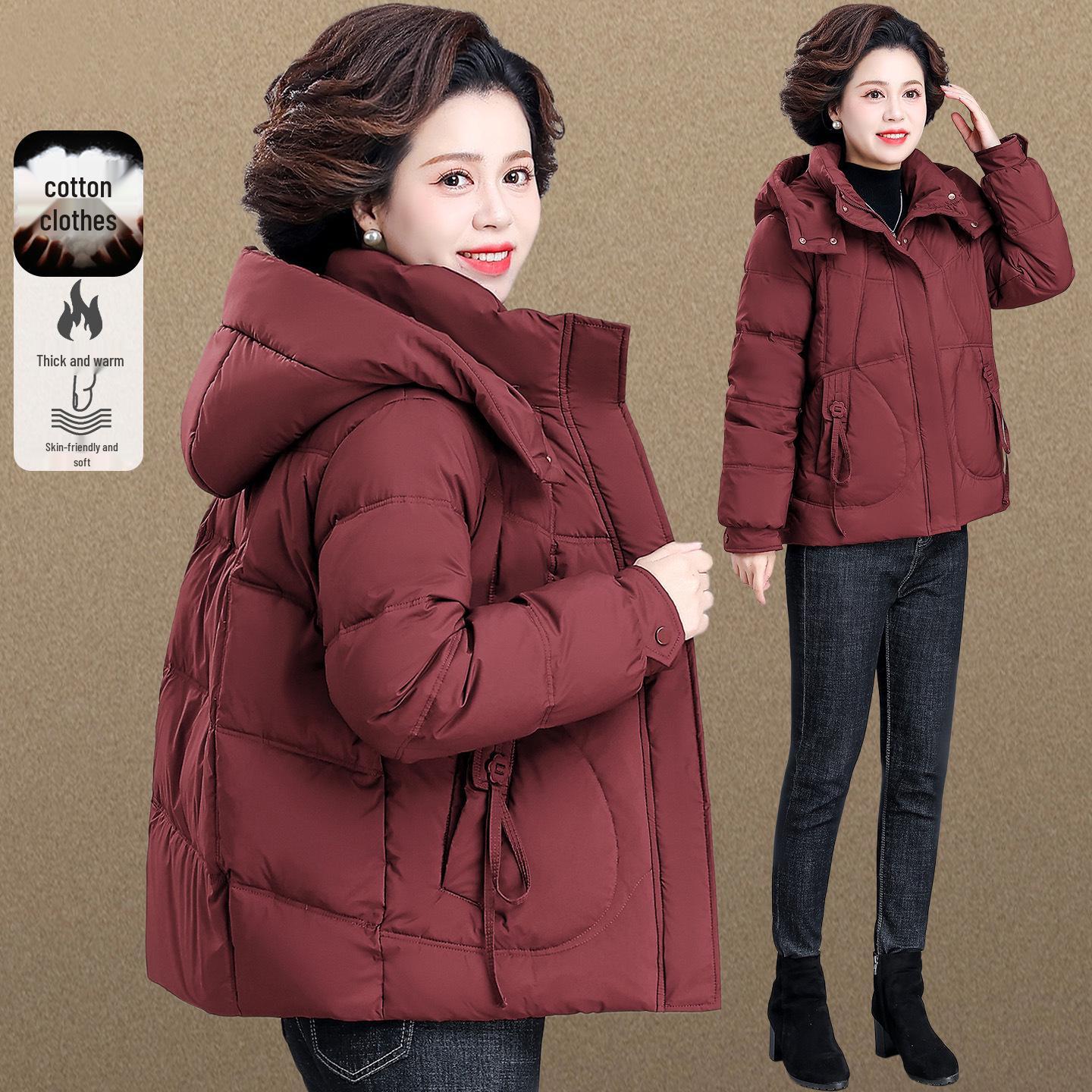

Mom s New 2025 Winter Down Jacket - Short, Plus Size, Cotton Padded for Middle-Aged & Elderly Women 2XL (for 116-125 lbs)