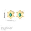 Copper-Plated 18K Gold Sunflower Stud Earrings with Gemstones - European & American Luxury Floral Accessories.