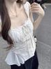 White Bow Sling Vest Women's Summer Wear Design Sense Unique Beautiful Shirt Sleeveless Shirt Top