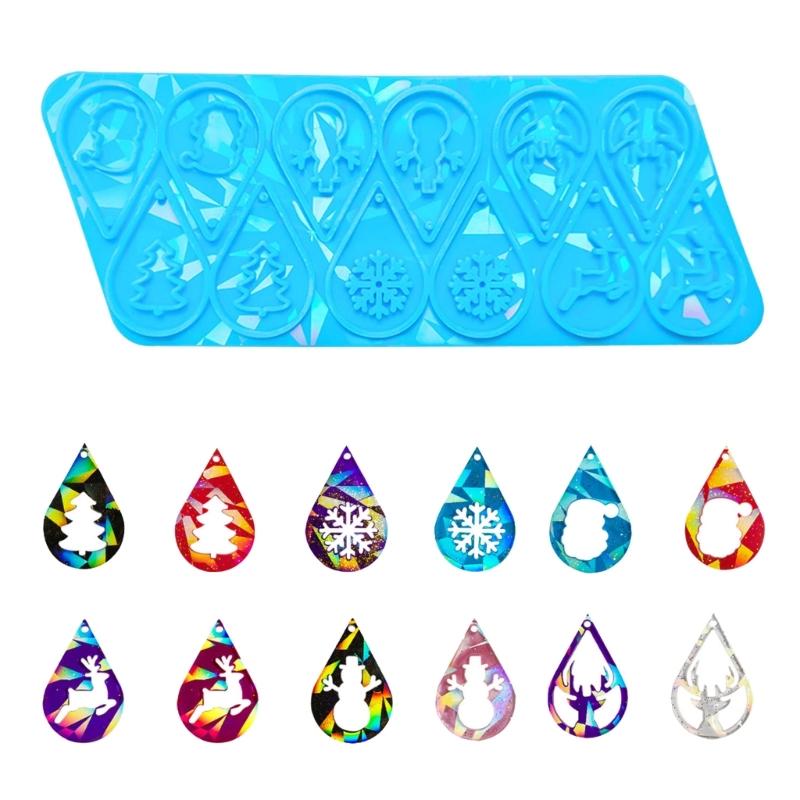 Portable Silicone Mold DIY Christmas Earrings Casting Molds Tear Drop Shapes Jewelry Making Moulds for DIY Lovers