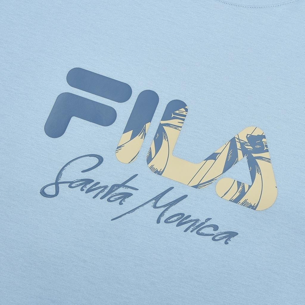 FILA Heritage Series Fashion Casual Straight-Cut Round Neck Short Sleeve T-Shirt Men Tops Ice-Blue F11M448106F-LB