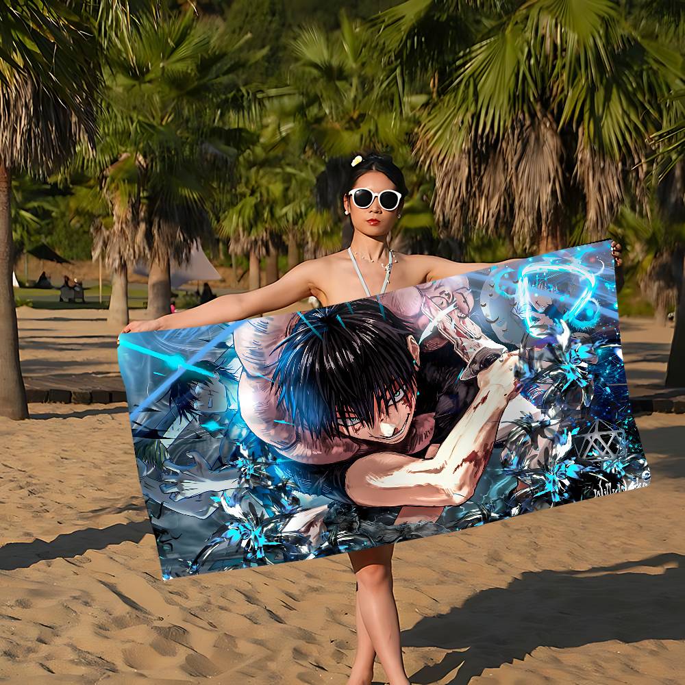 Jujutsu Kaisen Fushiguro Megumi Anime Beach Swimming Towel Soft Absorbent Washcloth Children's Gifts for Kids Travel Camping Gym
