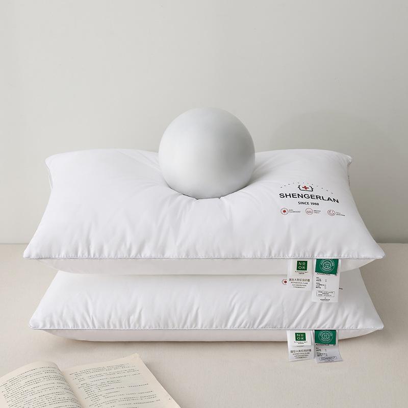 Hotel Class A Pure Cotton Pillow Core, Down-feather Antibacterial Fiber Pure Cotton Pillow Bedding