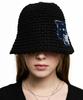 Aleseueseussi Rivet Patched Knit Bucket Hat - Black
