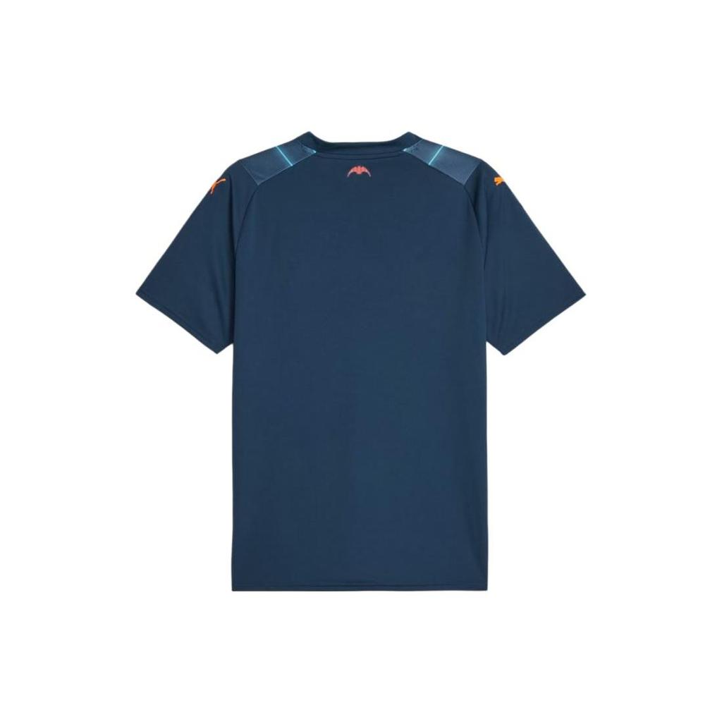 Puma Striped Logo Print V-Neck Short Sleeve T-Shirt Women Tops Ocean-Blue 770301-06