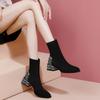 Fashion Suede Rhinestone Woman Short Shoes Autumn Winter Ankle Boots for Women Elegant with Medium Heels Booties Square Toe Y2k Footwear