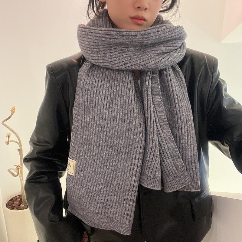 

22 new solid color knitted scarf literary style simple style advanced oat color bv green color scheme long scarf Knitted Scarf 40 * 185cm