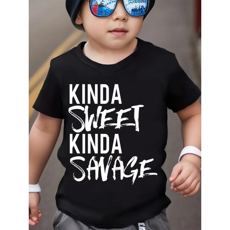 European sizes Summer Fashion Short Sleeve T Shirt for children Featuring The Phrase Print for Outdoor Casual Wear  Boys Clothing Kids Clothing