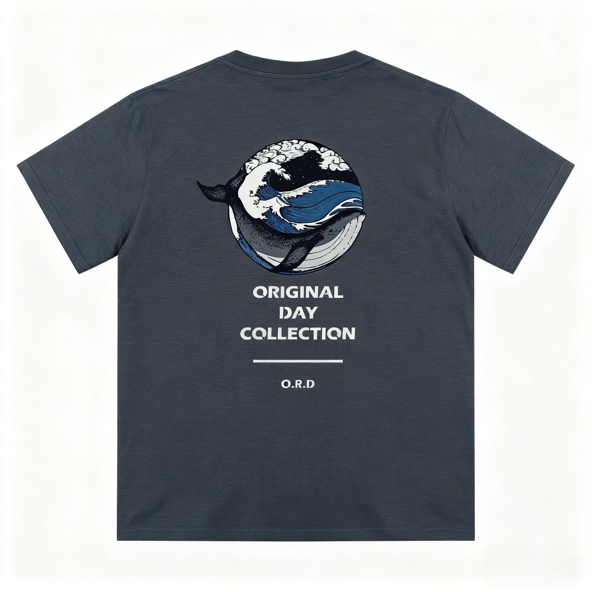 

Original Day Collection Ukiyo-e Whale Graphic 100% Cotton Round Neck T-Shirt - Artistic Red Tee for Japanese Culture Enthusiasts 4XL