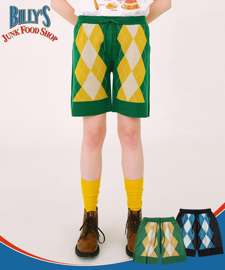 MAINBOOTH Billys Argyle Knit Shorts(Green)