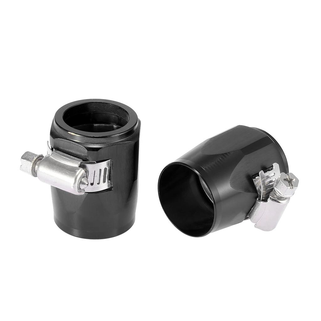 X AUTOHAUX Car Hose Finisher Clamp Car Hose Finisher Hose Connector Rubber with Screw Band Adapter Fittings 2pcs Black AN16