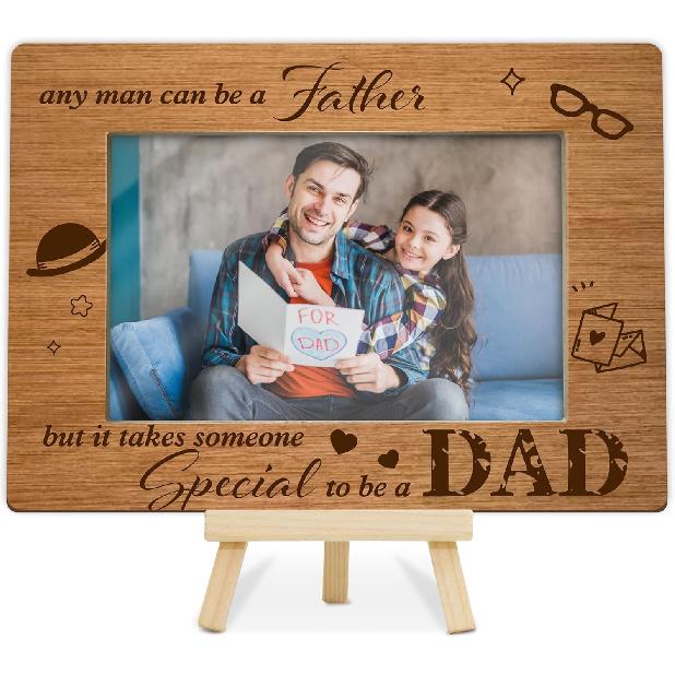 DETIHO Dad Picture Frame, Father's Day Picture Frames, Best Daddy Ever Gift,Birthday Gifts, We Love You Dad Photo Decor, Fit 4x6 Photo Wooden