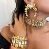 Stonefans 3-teilige Halsketten-, Ohrring- und Armband-Sets Designer-Schmuck Dubai Brautkristall Überzogenes Schmuckset Abschlussball-Kostüme