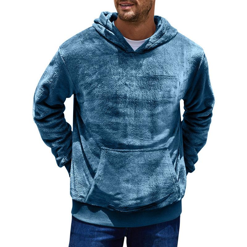 2026 Autumn and Winter Fashion New Simple Solid Color Casual Versatile Hooded Sweatshirt Pullover S синий