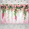 Pink curtain floral photo background Wedding bride background Great birthday studio party props