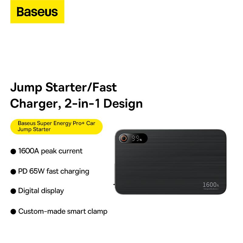 Baseus Super Energy Pro+ Jump Starter 1600A PD65W Fast Charging Car Inverter Charger Converter EU Socket Power Supply