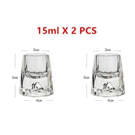 2 Pcs 15ml 24K Gold Foil Shot Glasses Bulk Crystal Wine Tasting Cup Diamond Mountain Luxury Vodka Liquor Tumbler Bullet Glass 15ml