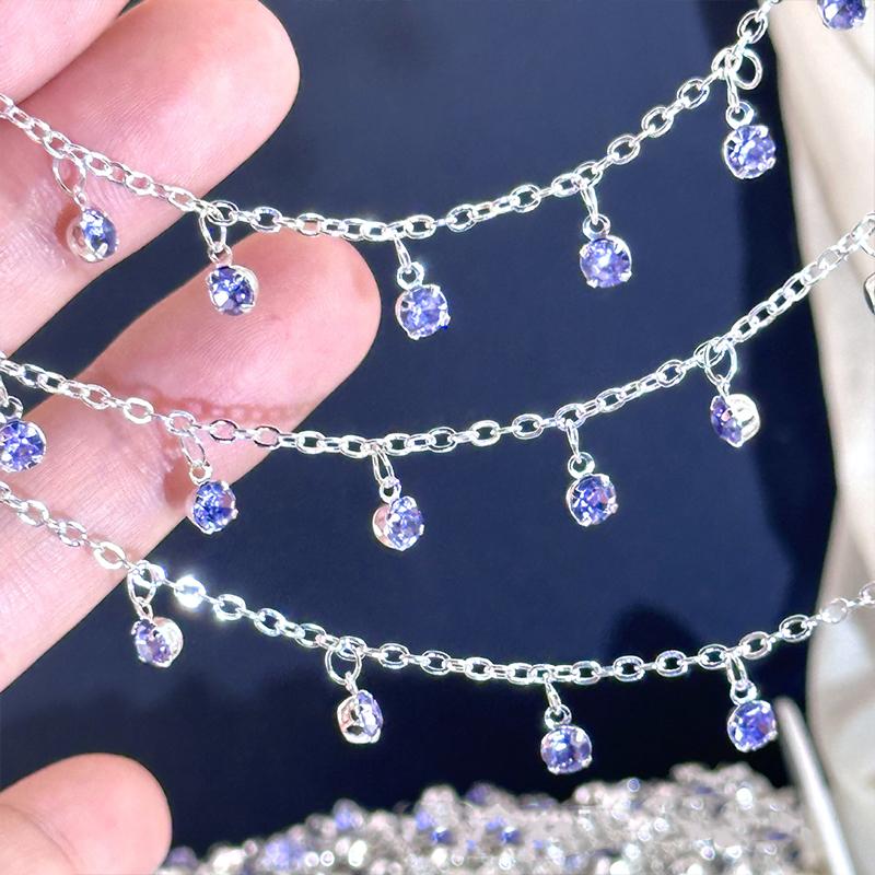 Catena Strass 10m Nappa Strass Bianco Blu Viola Rosa Rosso Catena Metallica Accessori Fai da Te Decorazione Abiti Borse Creazione Gioielli