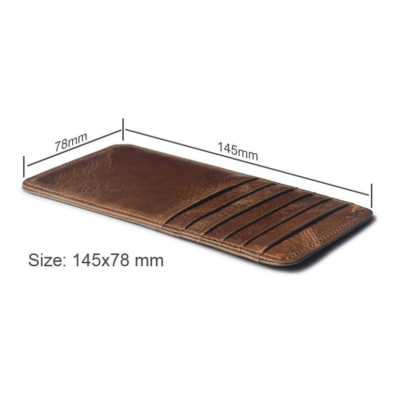 Unisex tenká minimalistická peněženka - Držák na karty do přední kapsy z pravé kůže pro cestování, Tenká peněženka s RFID blokováním (Muži ženy)
