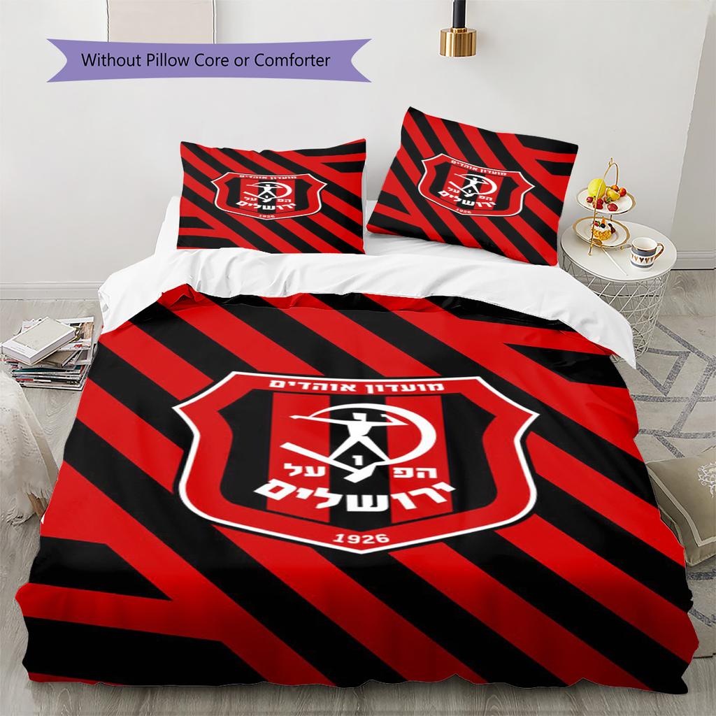 Hapoel Jerusalem Pattern Bedding Set Quilt Cover Pillowcase Home Decor Gift (1 * duvet cover + 2 * pillowcase, without core)