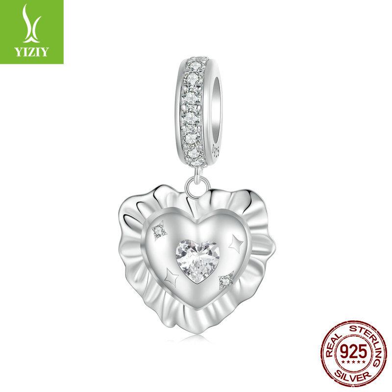 Girly Heart Pillow Diy Pendant, Sweet Dreamy Heart S925 Sterling Silver Bracelet Beaded