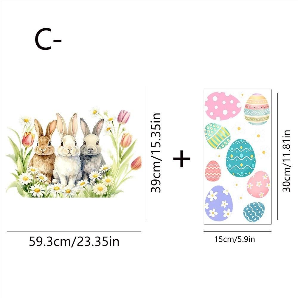 Easter Flower Rabbit Sticker PVC Festival Party Sticker New Wall Stickers  Window Decoration