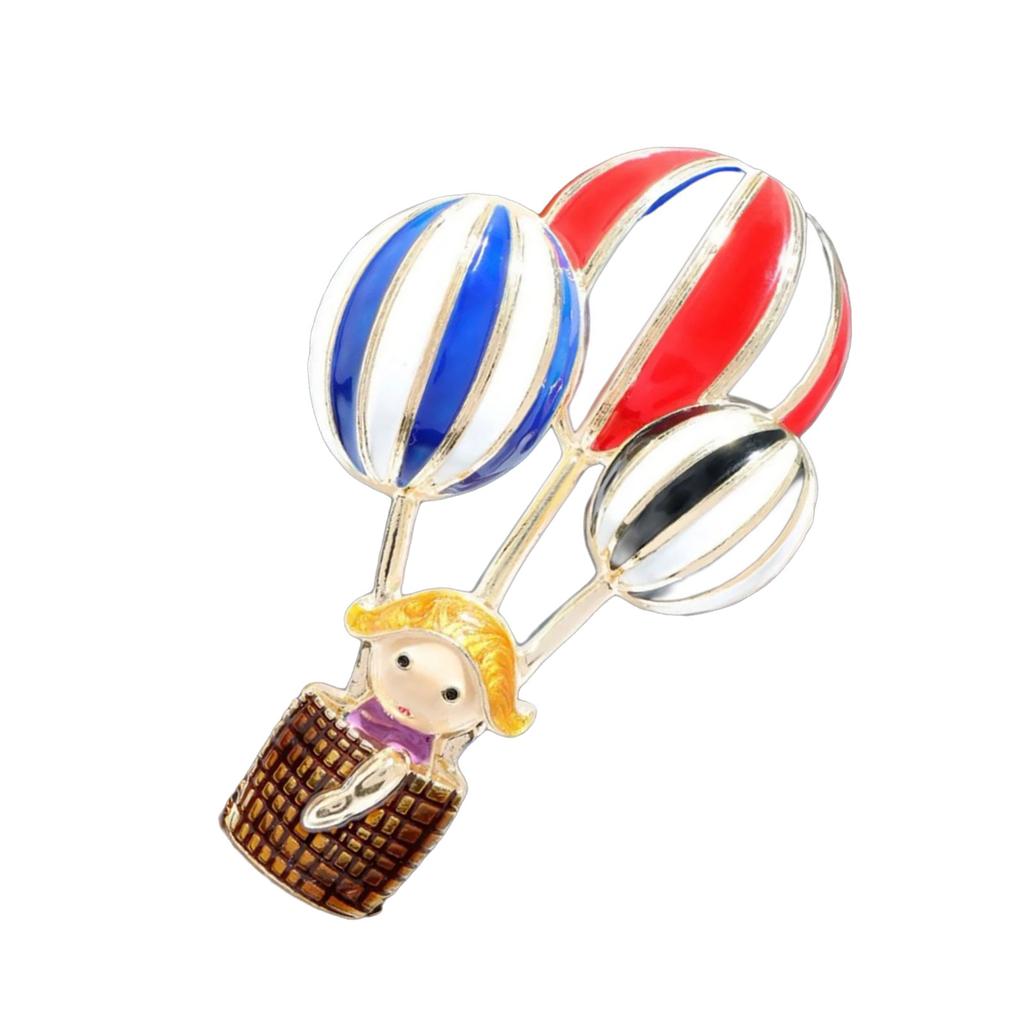 Cartoon Heißluftballon Brosche Mit Kleinem Mädchen Leichte Legierung Anstecknadel Dekorative Accessoires Für Jacken Taschen Hüte