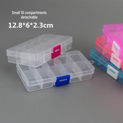 Kompakte transparente Kunststoff-Organizerbox mit 10 Fächern für Schmuck und Kleinteile