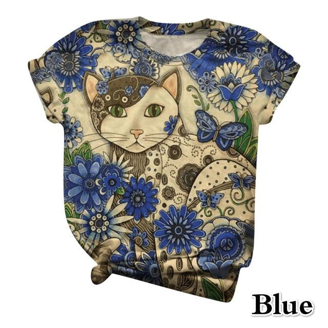 Women Summer T-shirts Animal Print O-Neck Plus Size Top