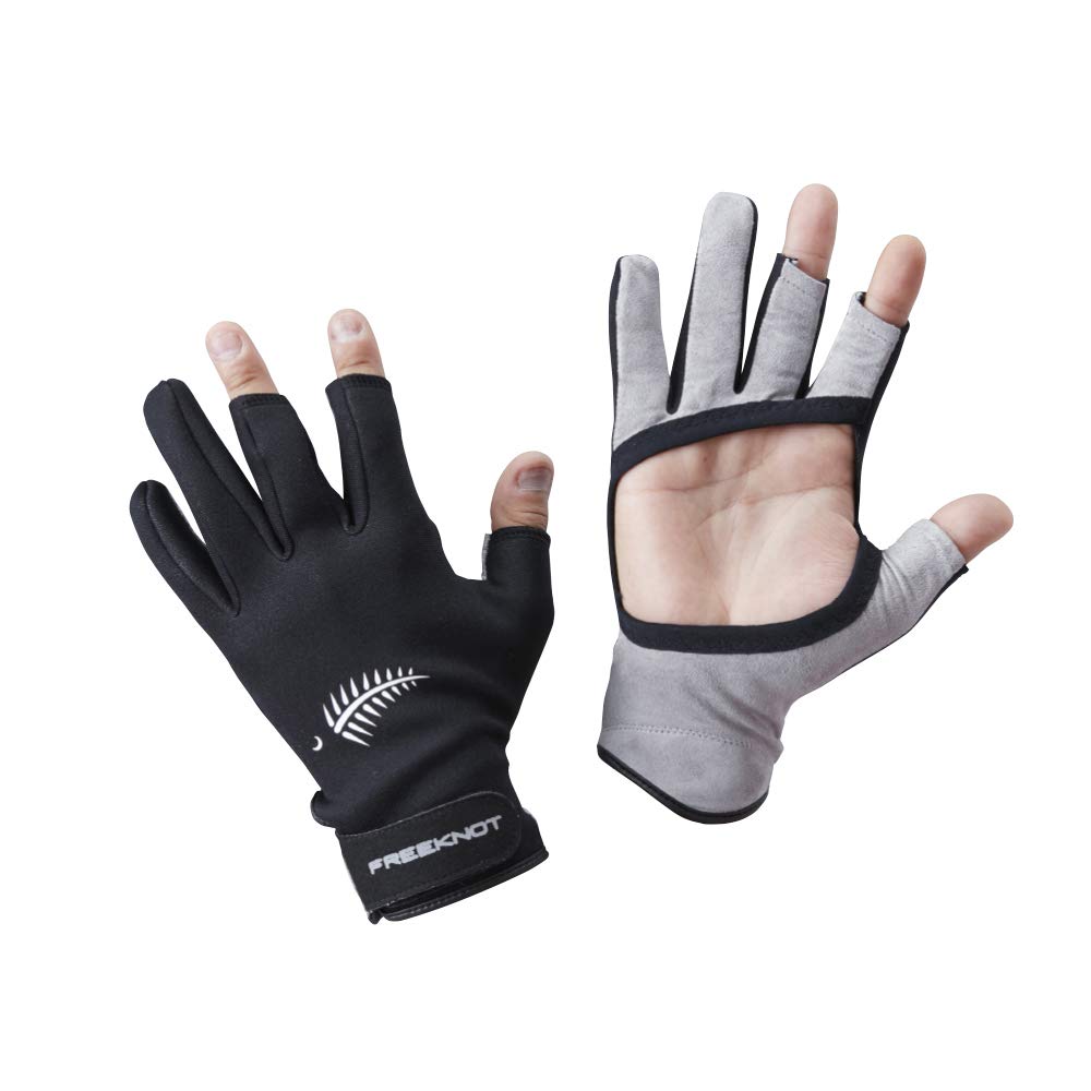 Free Knot Kodenshi Skidless Four-On Gloves, Medium, Black, Y4187-M-90