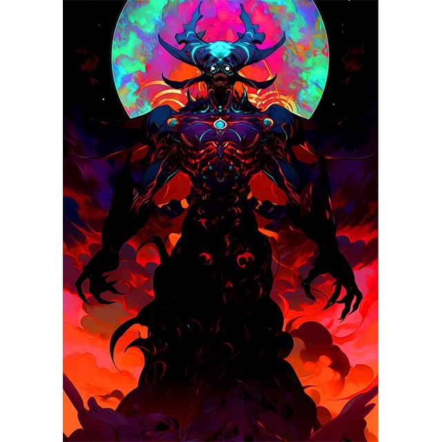 

Abstract Fantasy Flame Demon Evil Prints Poster Canvas Painting Modern Wall Art Pictures For Living Room Bedroom Home Decoration 21x30cm No Framed