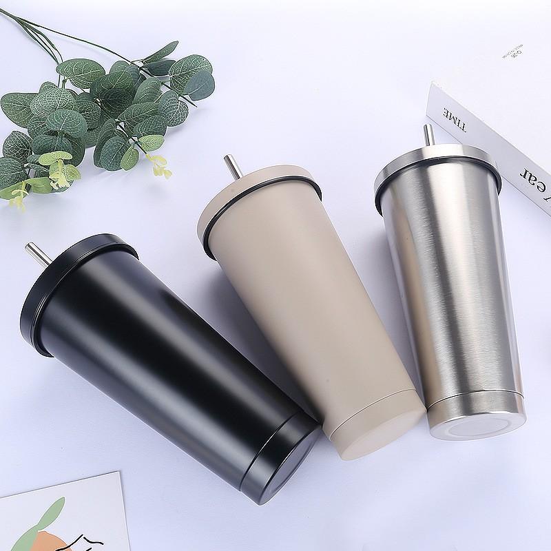 750ml Vacuum Insulated Stainless Steel Travel Mug With Straw Office Car Home Outdoor Use