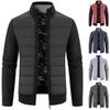 Men's Winter Stand Collar Cardigan Sweater with Velvet Lining