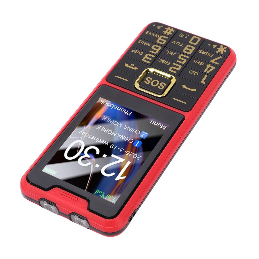 Large Buttons Cell Phone 4G LTE Unlocked with SOS Key 2500mAh Dual SIM MP3 Calling SMS Functions Internet Red