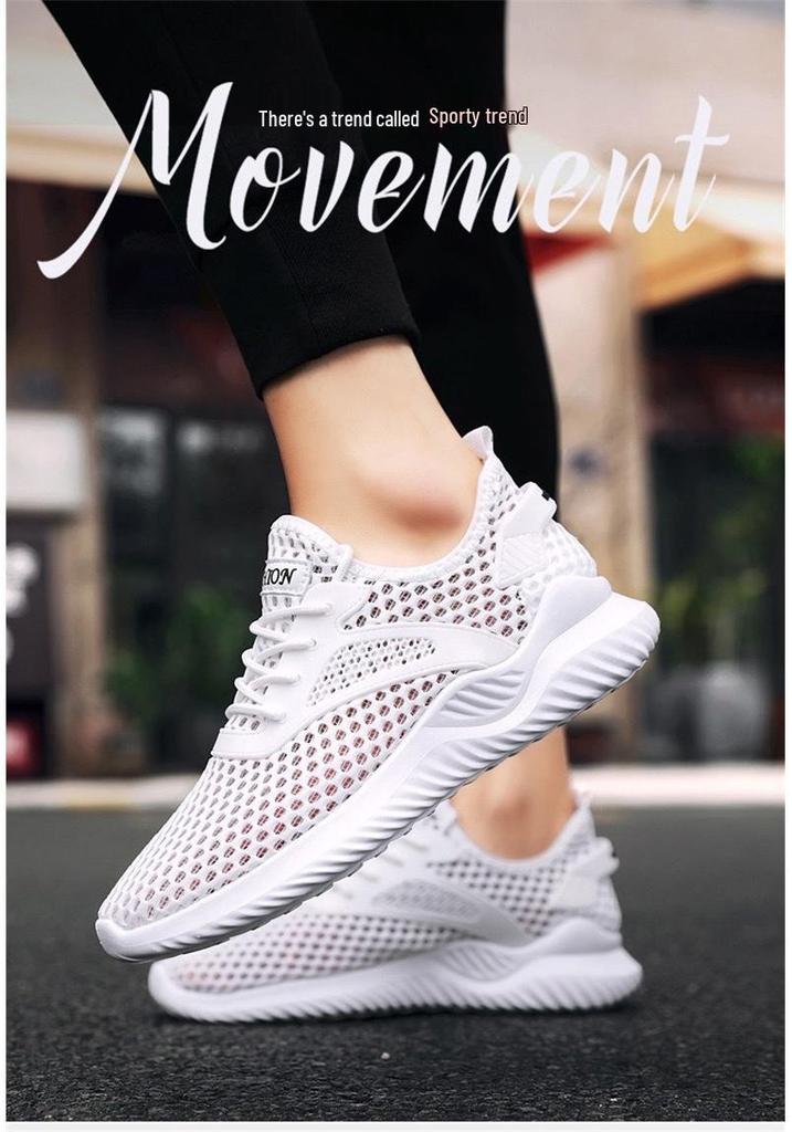 Summer Breathable Men's Mesh Shoes: Fashionable, Lightweight, Casual, Korean Style, Hollow-Out Design for Students.