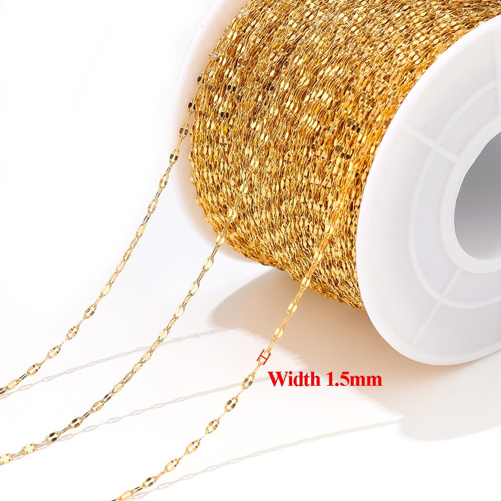 2 Meters Stainless Steel Gold Flat Oval Filled Cable Chains for DIY Necklace Making Jewelry Making Findings Bracelet Supplies