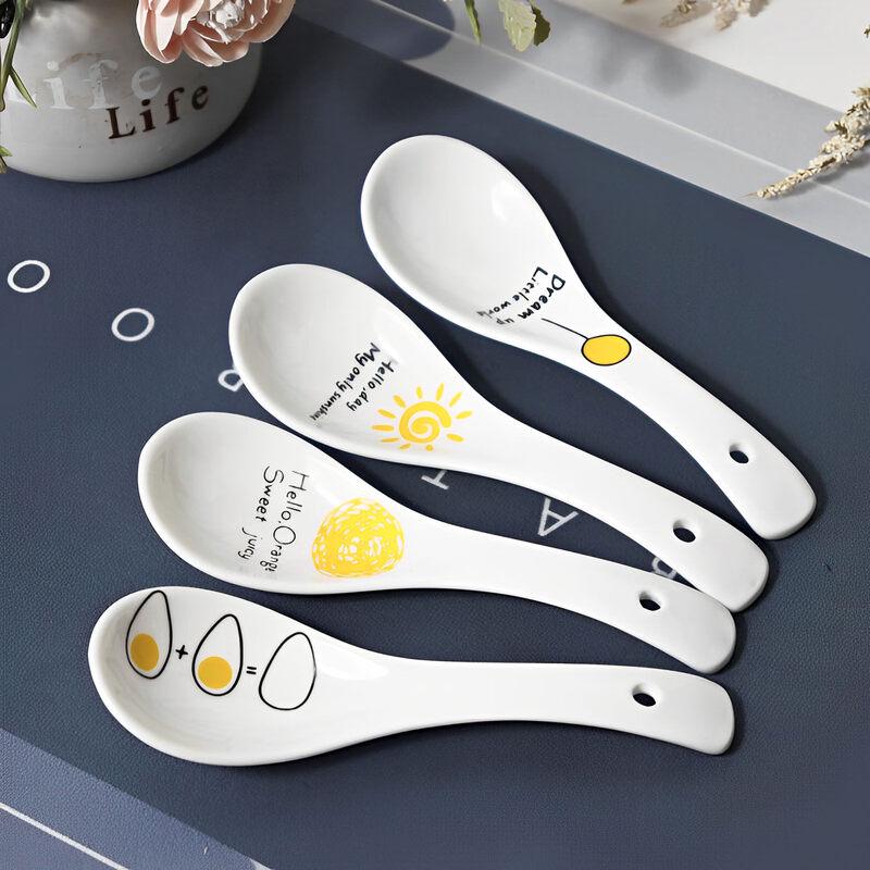 Set of 10 Ceramic Small Spoons