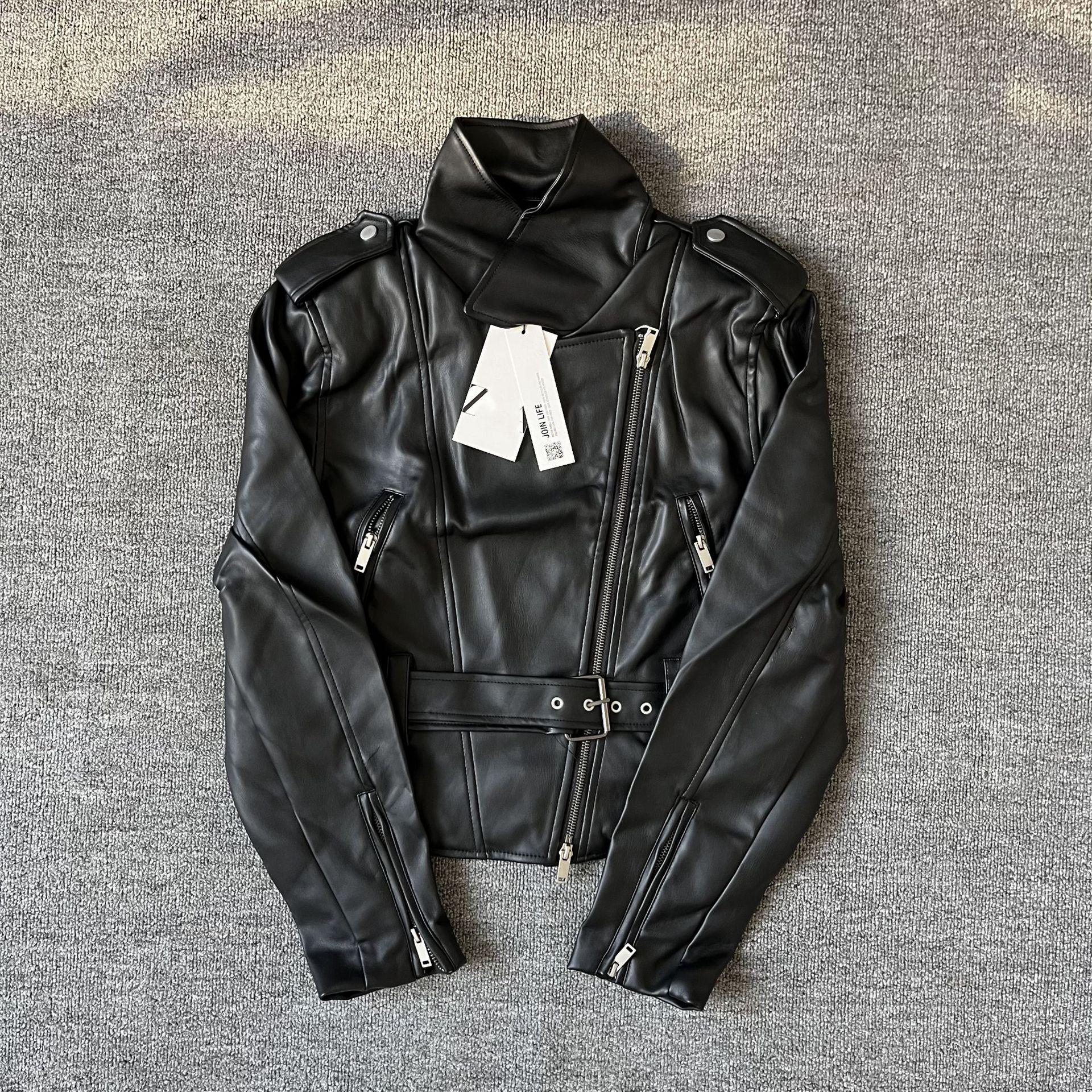 

Women s 2024 Autumn/Winter Versatile Leather Motorcycle-Style Short Jacket Large