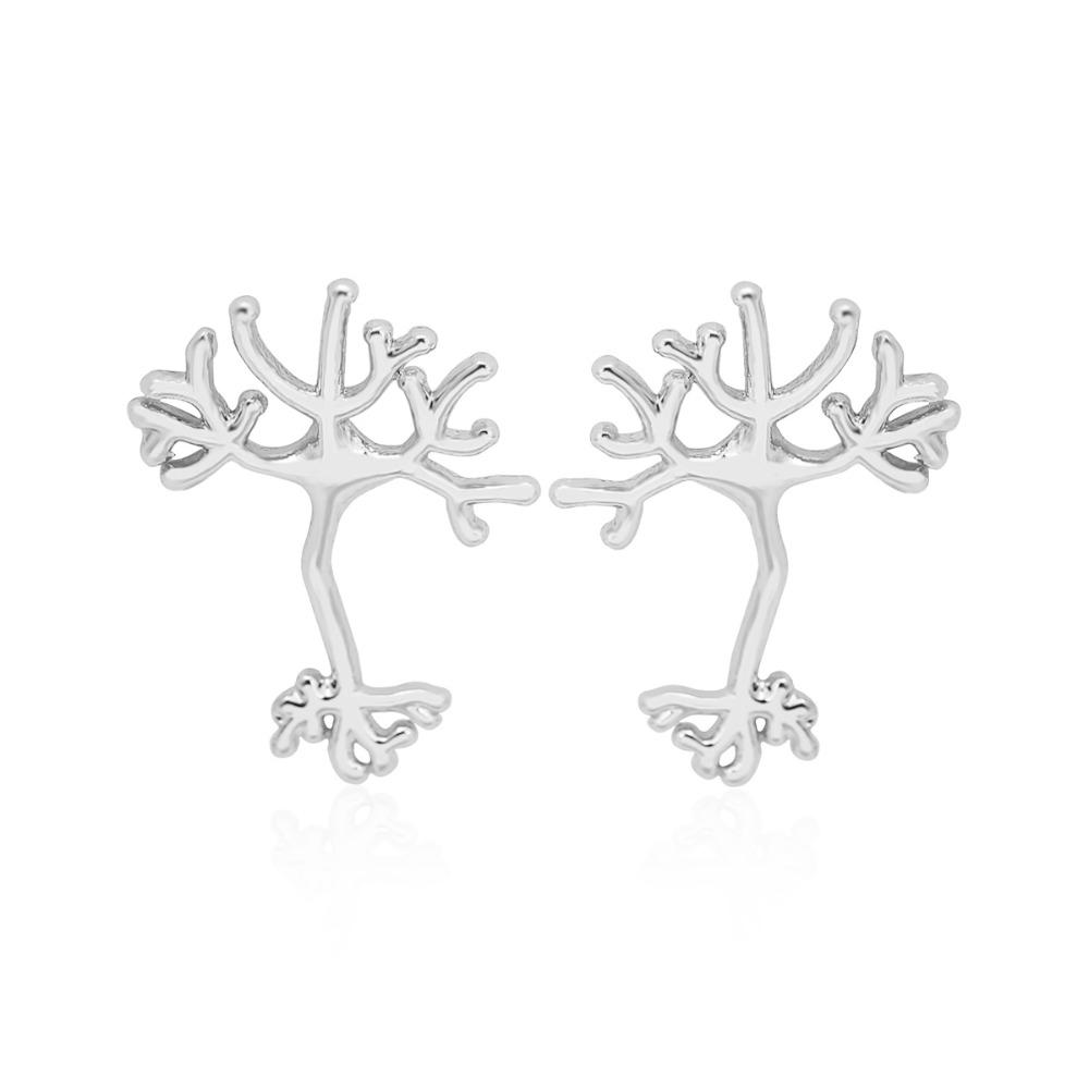 Oly2u Neuron Earrings for Women Anatomy Neuron Stud Earrings Life Tree Biology gift for men girl